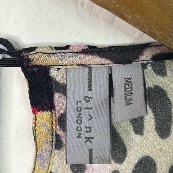 Blink London Joelle Leopard Peasant Blouse Multicolor Women’s Size M - Picture 6 of 15